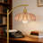 Modern Arc Floor Lamp With Remote Control, Vintage Mid-Century Design With Green Ribbed Glass Shade, Dimmable Standing Lamp For Living Room, Office, And Bedroom