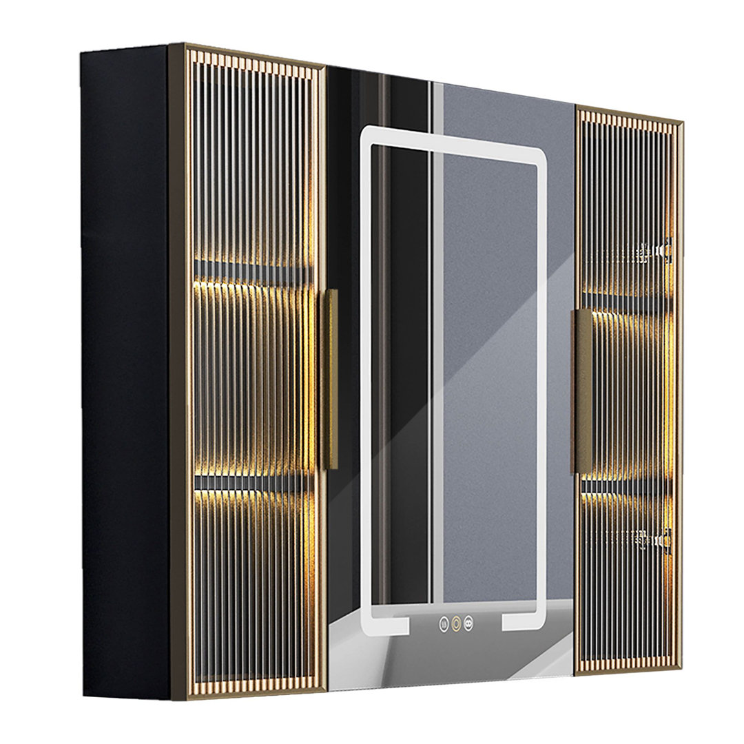 Arnis 39.37'' W 27.56'' H Surface Framed Medicine Cabinet Mirror 3 Fixed Brayden Studio®