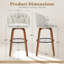 Tabouret de bar pivotant avec pieds en bois courbés, dossier capitonné et garniture cloutée-520882418-520927308
