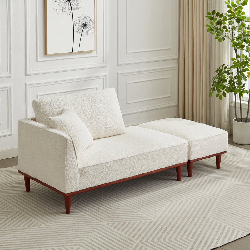 Chaise longue et tabouret rembourrés Finken, Blanc
