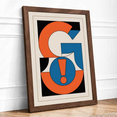 Orange and Blue Geometry Geometric - Framed Print