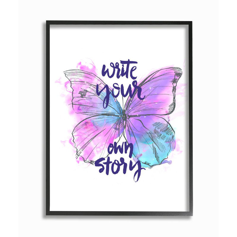 «Écris ton histoire», «Butterfly Wings» par Jennifer Paxton Parker - impression d'art graphique, Giclée encadrée noir minuit