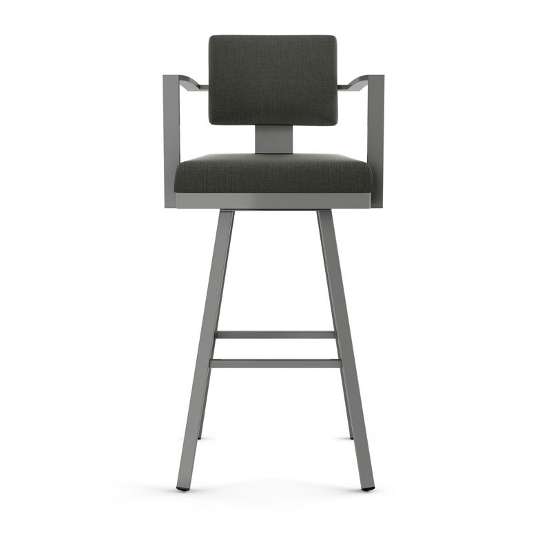 Athene Swivel Counter & Bar Stool, Glossy Gray Metal, Light Cold Gray, Bar Stool (30" Seat Height)