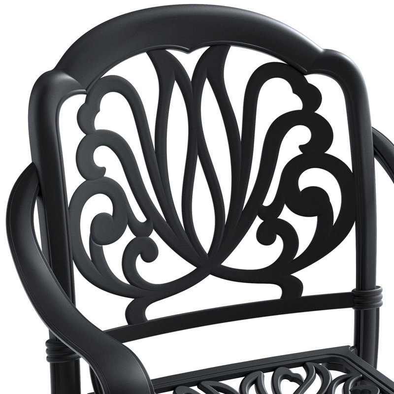 Patio en aluminium coulé noir - Corrosion, conception ergonomique, coussins pour confort 5 - noir, coussin de soutien rouille