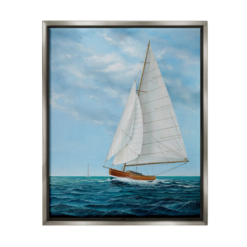 "Vagues nautiques" par Max Maxx sur toile, Cadre flottant gris lustré, H 21 po x l 17 po
