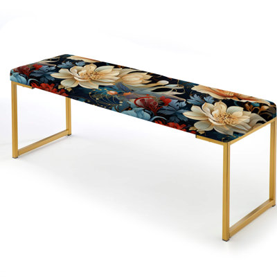 Modern Inspirations Floral Pattern - Floral Upholstered Gold Bench