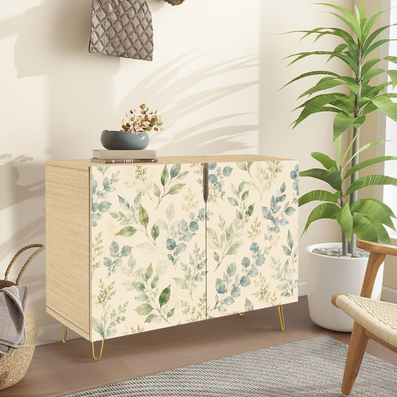 Buffet avec rangement et aquarelle de luxe avec 2 portes pour le salon et la cuisine