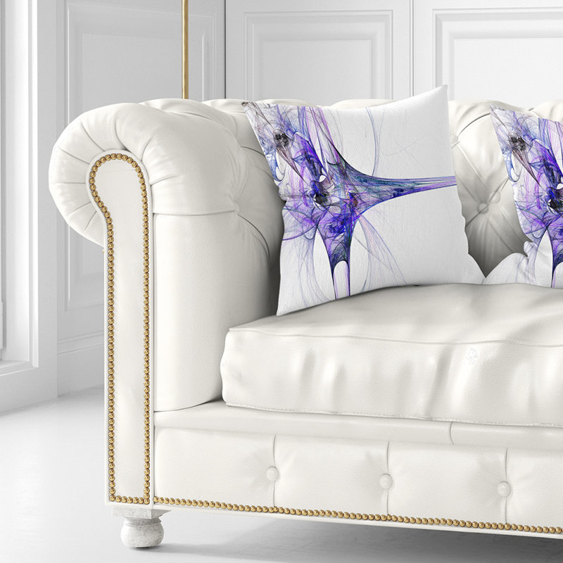 Grande œuvre fractale - coussin imprimé abstrait, 16 po x 1 po, Mauve / Blanc, Coussin décoratif