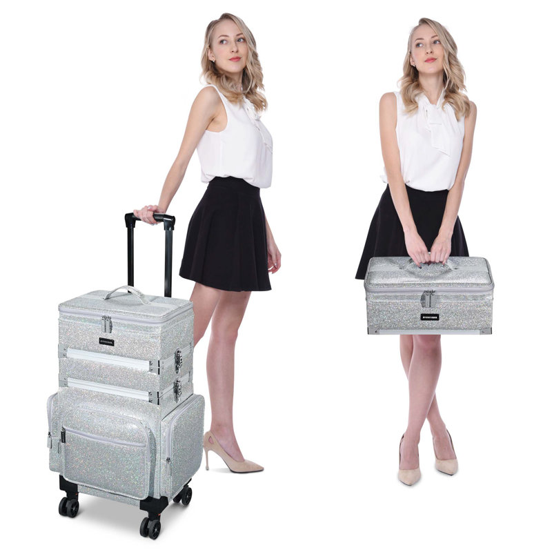 Merianne Metal 3 Compartment Makeup Organizer, Silver
