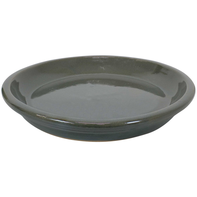 Ensemble de 2 pots à fleurs ronds en céramique émaillée - Convient aux jardinières de 9 po - Gris, gris