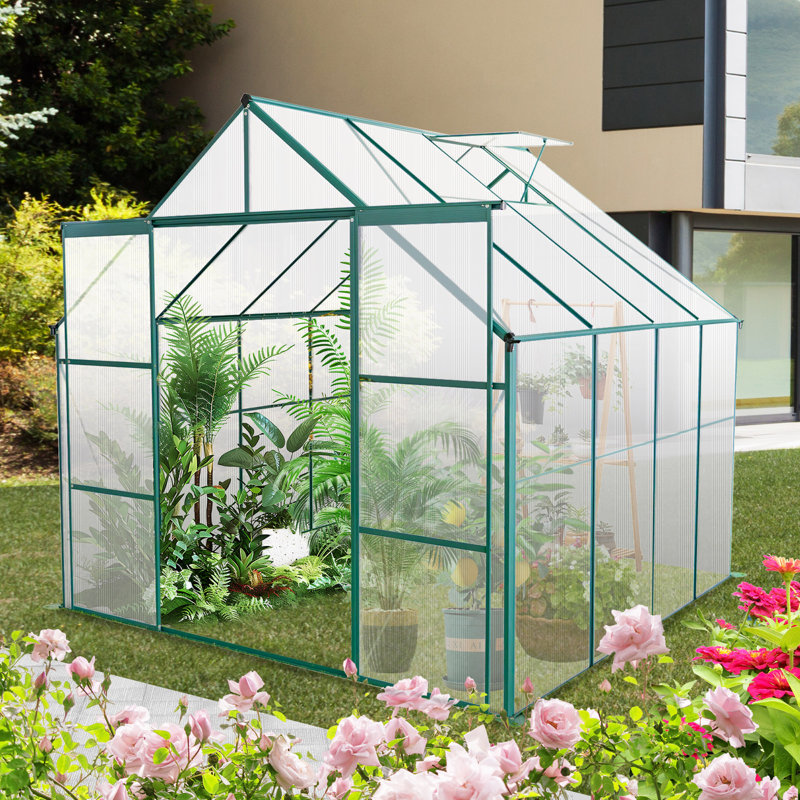 Base surélevée à double porte en polycarbonate pour serre