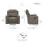 Fauteuil inclinable en microfibre texturé manuel Leylashka de 36 po avec inclinaison par tirette, ressorts en mousse et support durable-242847879