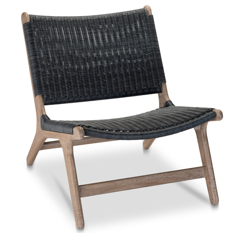 Verge Outdoor Teak Lounge Chair, Driftwood Teak, Navy