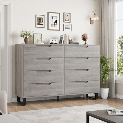 Entryway 7 Dresser for Bedroom, 55" Wide Dresser, Freestanding Horizontal Drawer w/ Storage, Wooden Closet Chest Storage