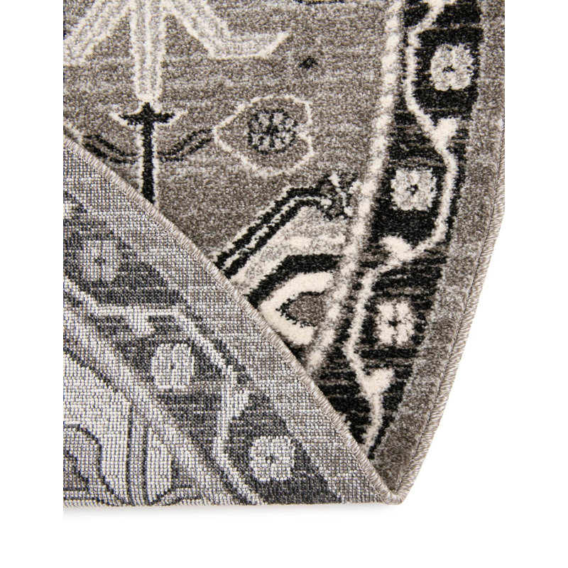 Tapis ivoire à motif géométrique Godina, Rond 8 pi