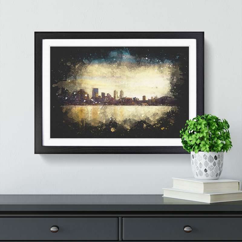 Reflection Of The Seattle Skyline - Picture Frame Graphic Art, 33cm H x 45cm W x 2cm D, Black Framed