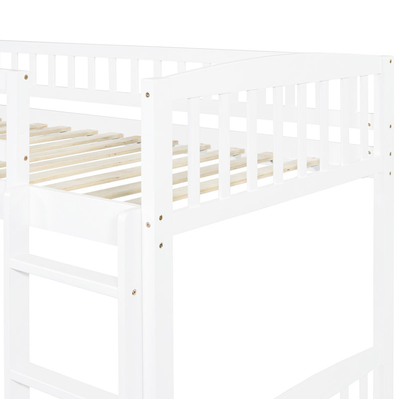 Lit mezzanine simple avec glissade et en bois massif blanc pour la construction