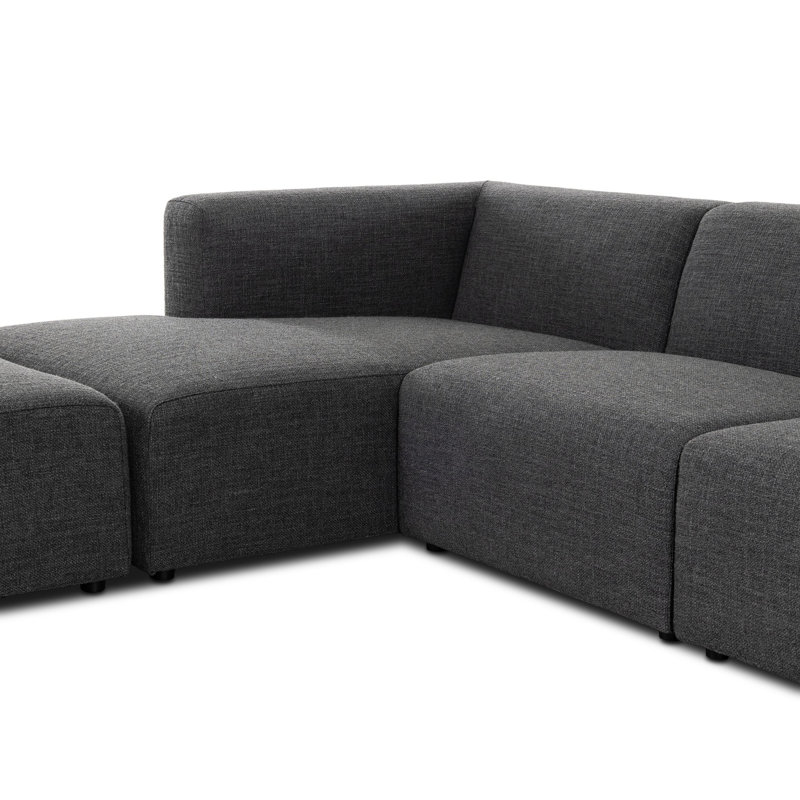 Lawndale 3PC LAF Sectional W/ Ottoman-Saxon Charcoal, Left Hand Facing, Saxon Charcoal Polyester Blend