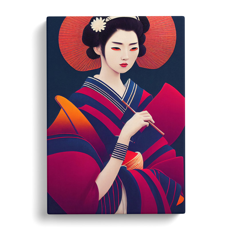 Geisha In Colour No.1 - Wrapped Canvas, 60cm H x 40cm W x 3cm D