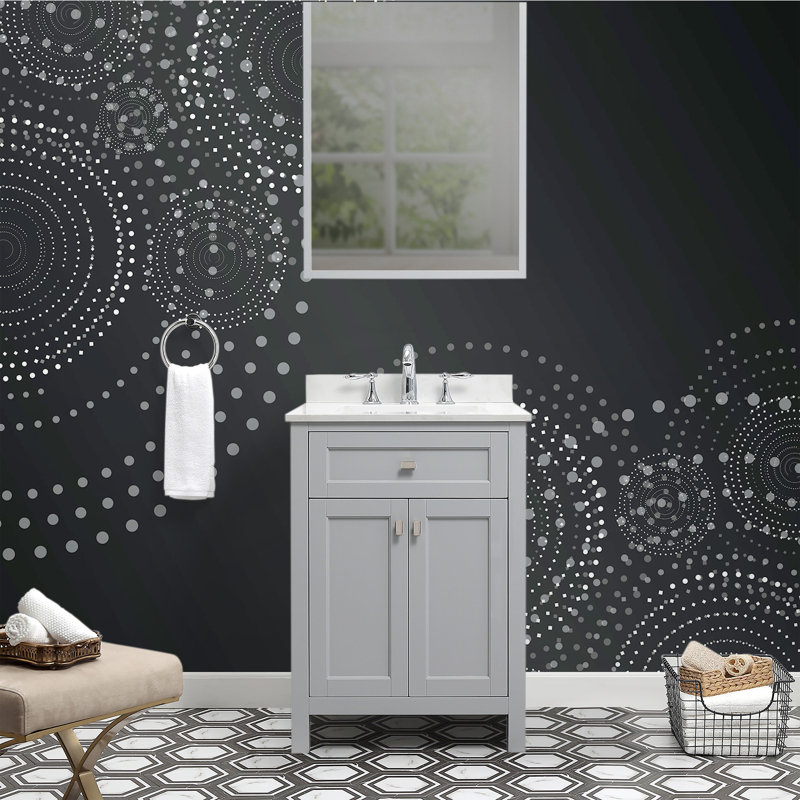 Ensemble de meuble-lavabo simple autoportant 24 po avec comptoir et lavabo Juniper, Gris tourterelle