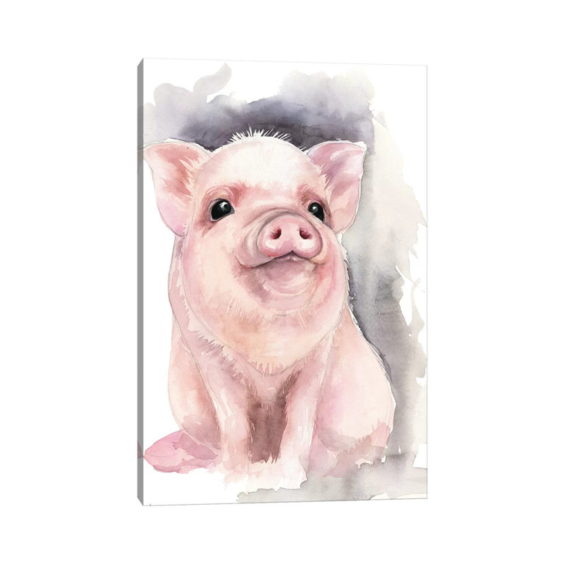 Décoration murale cochon pour enfants, H 26 po x l 18 po x 1,5 po, Toile tendue