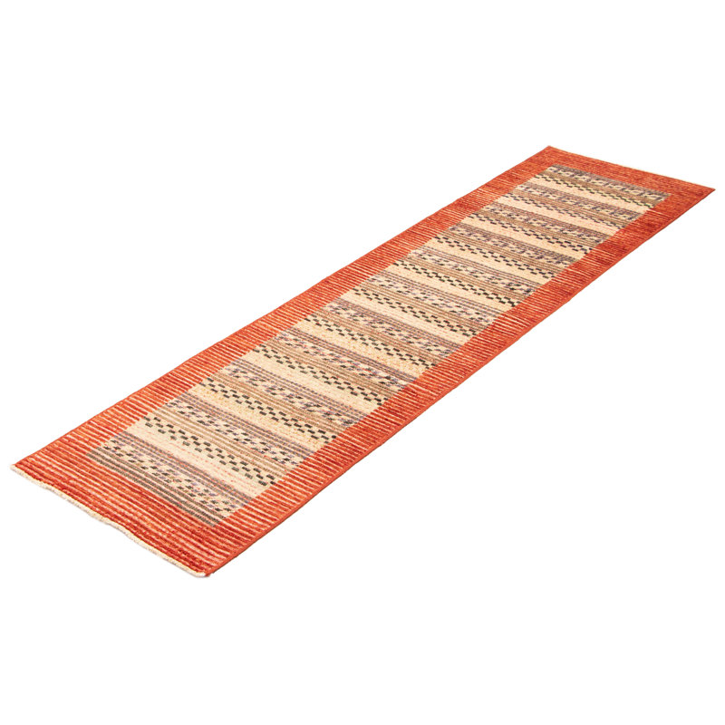 Tapis unique en laine noué à la main beige et orange nouvel âge 2 pi 6 po x 9 pi 9 po Beeliar