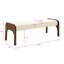Long banc rembourré, banc de salle à manger moderne avec tissu en chenille doux et pieds en bois d'hévéa, chenille-350703630