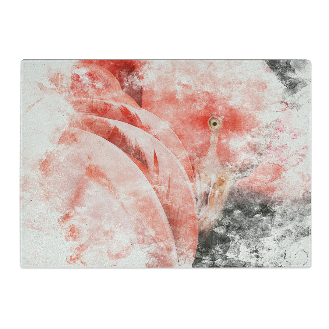 Tempered Glass Pink Flamingo Abstract Chopping Board