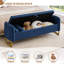 Banc de rangement rembourré de 66 po de hauteur avec des pieds dorés, une poche pour accoudoirs et 2 coussins-346524064-343922331
