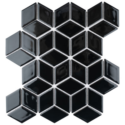 Hudson Rhombus 10-1/4 " x 11-3/4 " Porcelain Mosaic Wall and Floor Tile