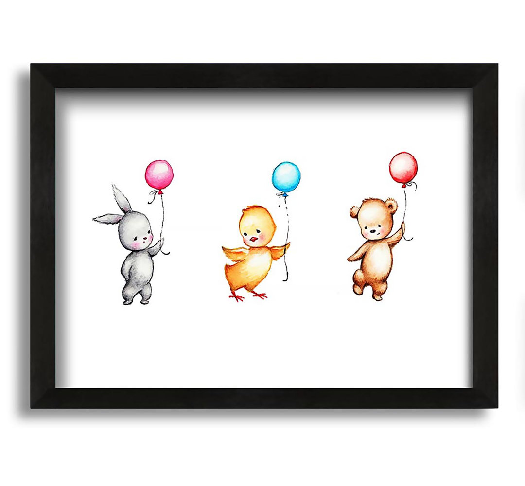 Gerahmtes Leinwandbild Animal Balloon Family