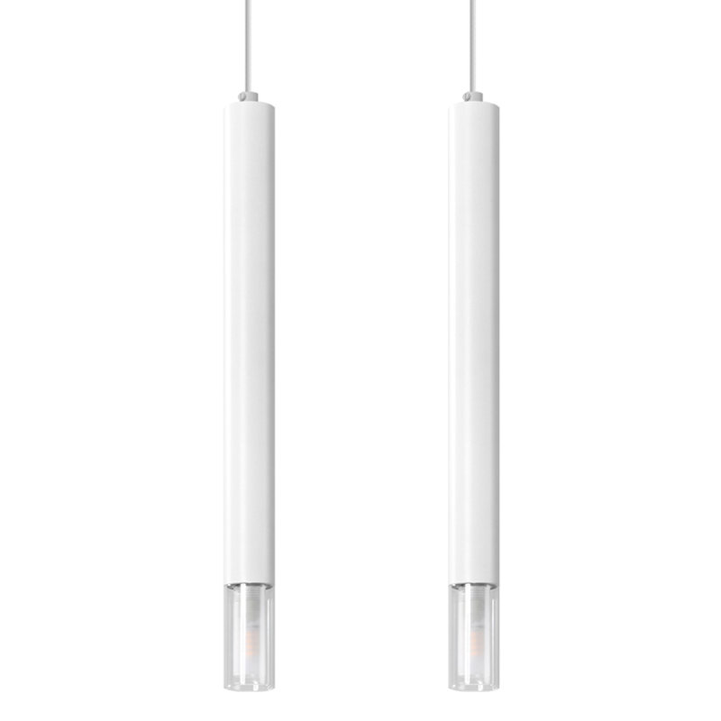 Wezyr 2 - Light Stainless Steel Cylinder Pendant, White