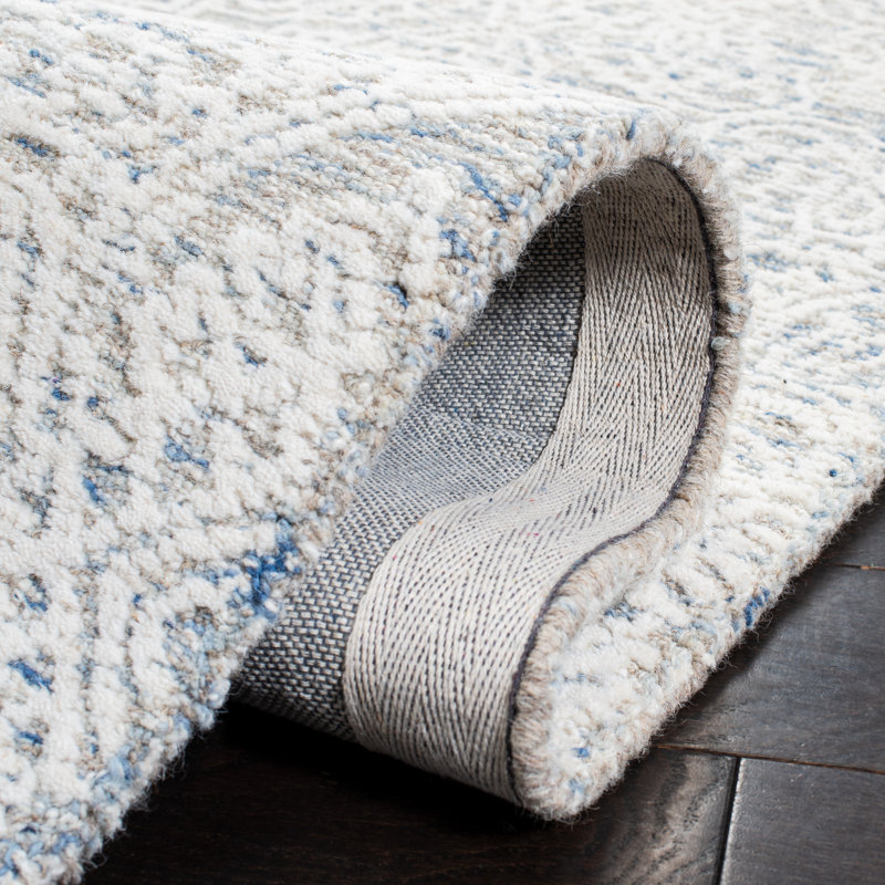 Alfrik Hand Tufted Indian Wool And Cotton With Latex Damask Rug, Runner 2'3" x 8'