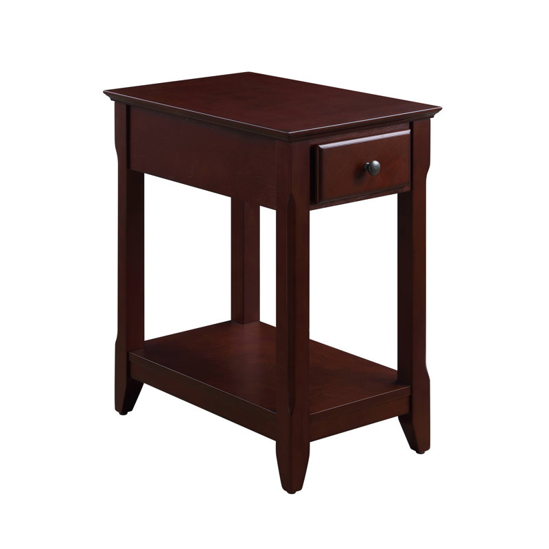 Bhairavi Transitional Wooden Rectangular End Table with Storage, Espresso, 23" H x 13" W x 22" D
