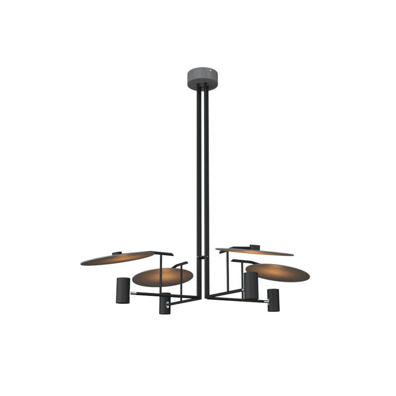 Matte Black Adjustable 4-Light Geometric Chandelier