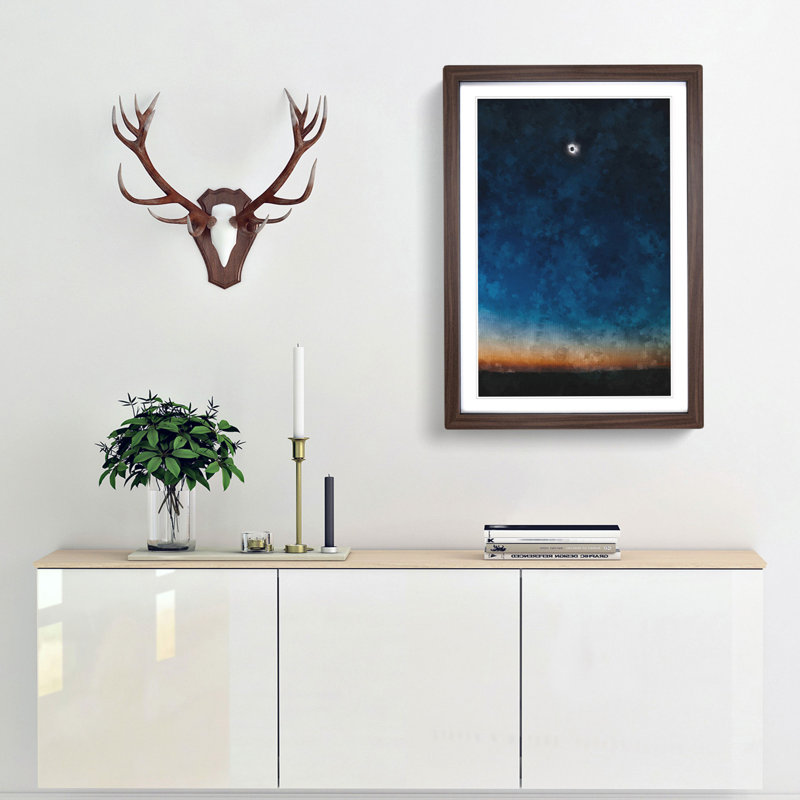 Total Eclipse Of The Sun - Single Picture Frame Painting on MDF, Walnut Framed, 87cm H x 62cm W x 2cm D