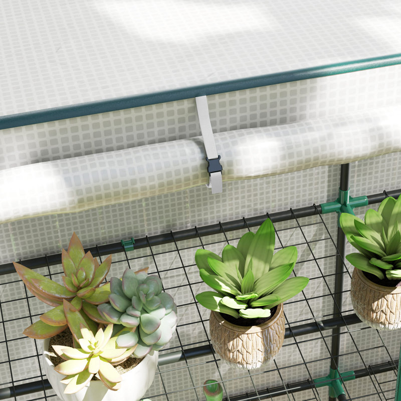 Outsunny 3 Tier Lean-to Mini Greenhouse Portable 144 x 48 x 152cm, Green
