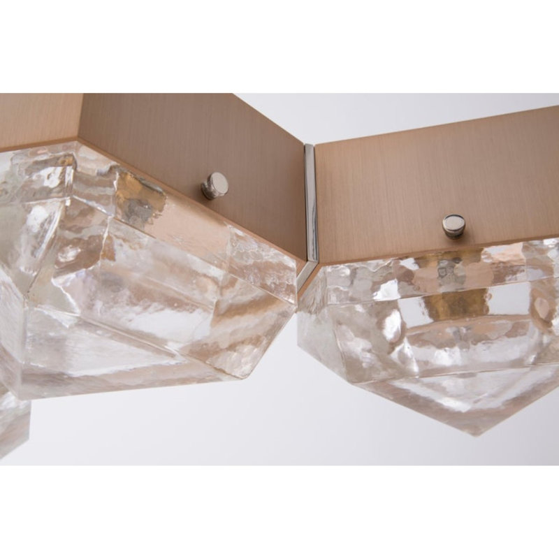 Lustre géométrique en verre coulé à lumière variable à intensité variable de 6 po Devona Vega, Laiton brossé, Vert
