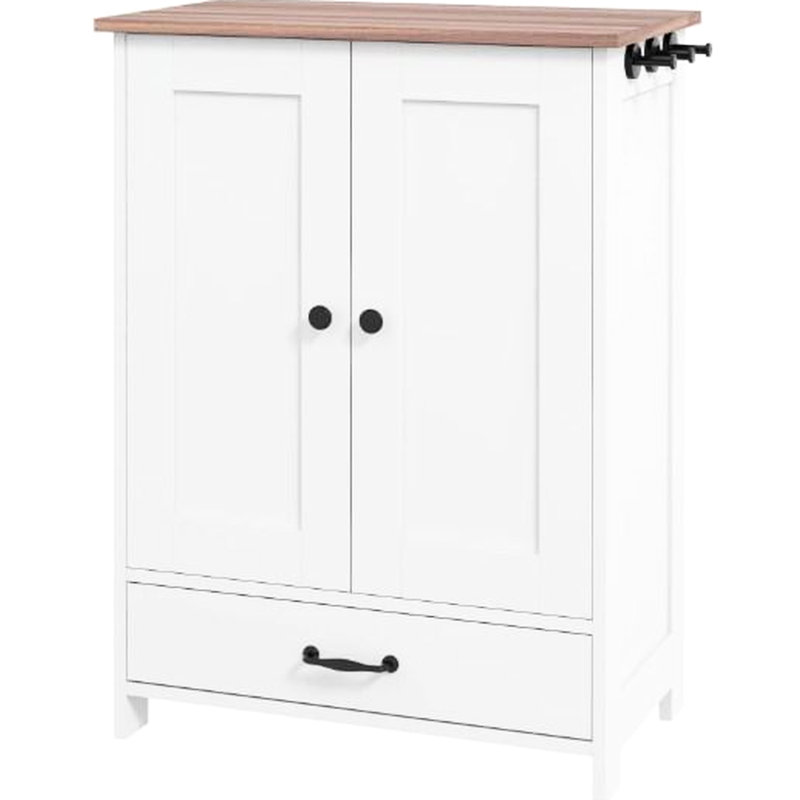 Armoire de rangement pour chien et unité d'alimentation, bols cachés, espace réglable pour les articles pour animaux de compagnie, colliers à crochets latéraux - brun rustique, L 23,6 po x l 13,8 po H 31,5 po, panneaux de particules essentiels,