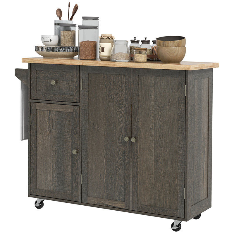 Versatile Rolling Kitchen Island With Multiple Storage And Enhanced Functionality
