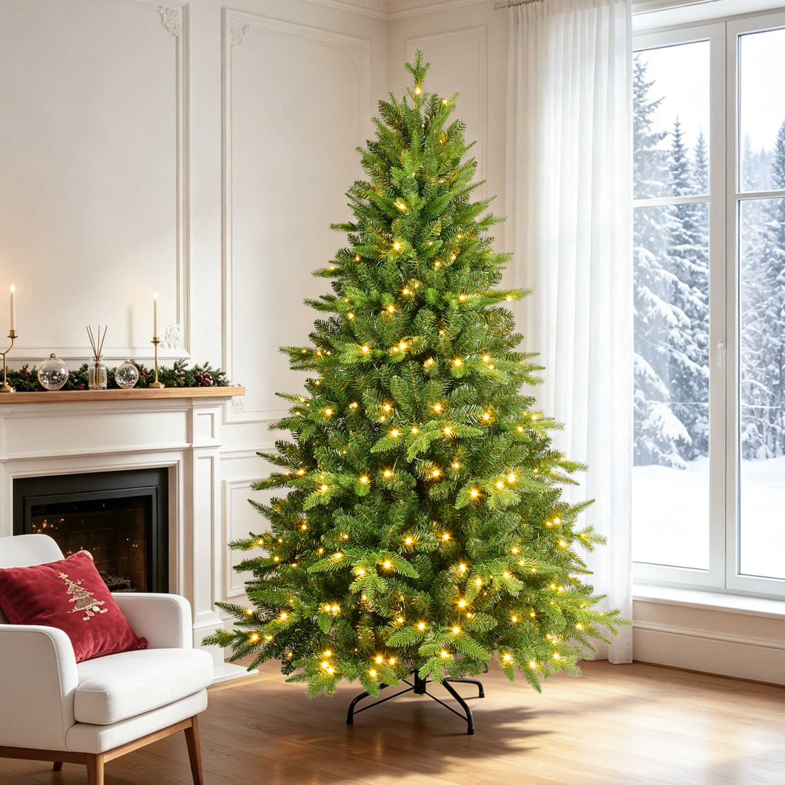 Pre-Lit Spruce Christmas Tree, 6'