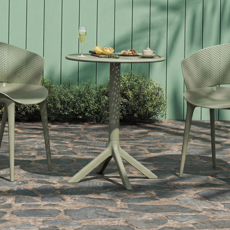 Table bistro d'extérieur en plastique avec base étoile, Vert sauge
