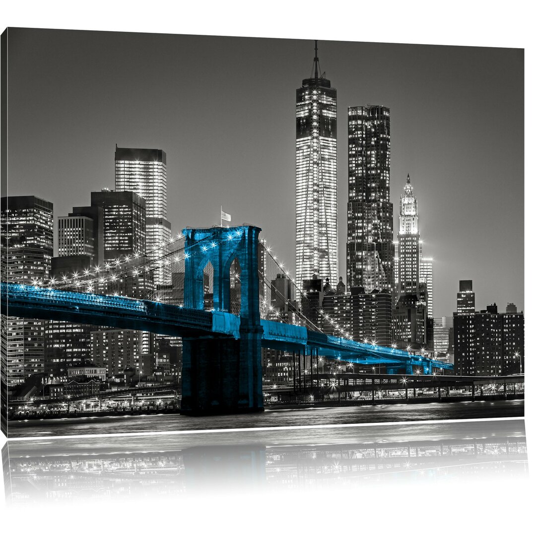 Leinwandbild Brooklyn Bridge mit Wolkenkratzern