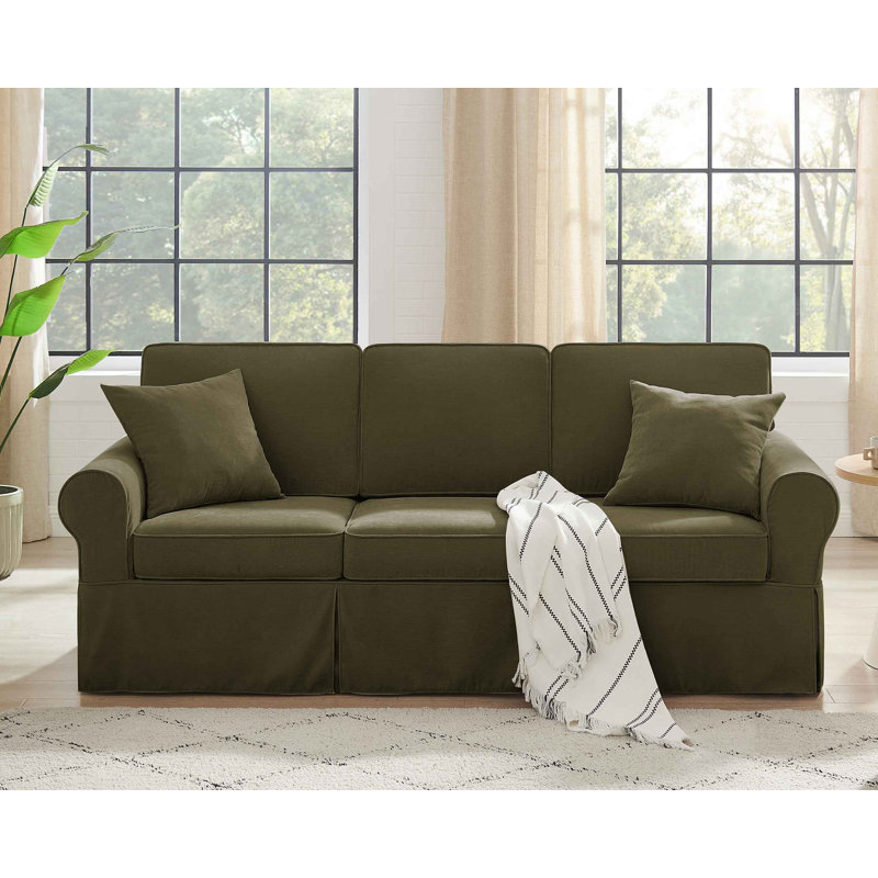 Fiona 222Cm Flared Arms Sofa, Olive