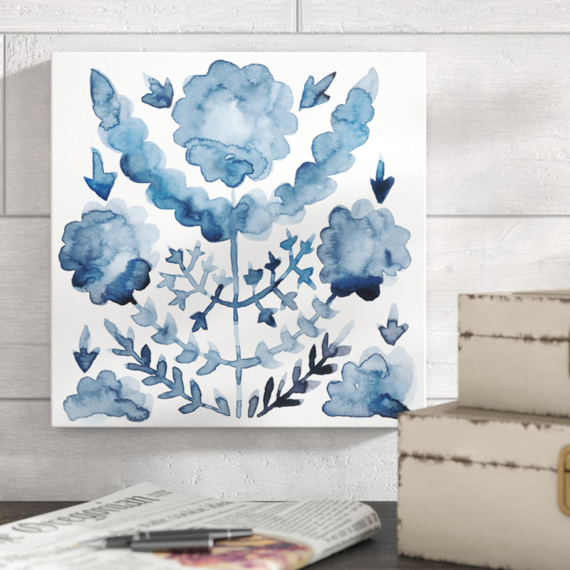 Indigo Ornament I by Chariklia Zarris - Wrapped Canvas Painting, 30cm H x 30cm W