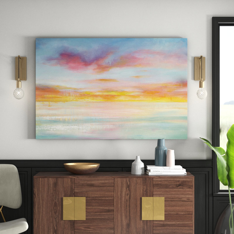 Ciel pastel - reproduction sur toile tendue, H 12 po x l 18 po x P 1,5 po, Toile tendue, Sans cadre