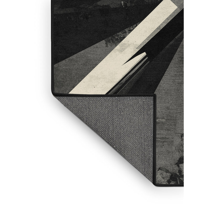 Soft Plush Arce Cutlass Duel Modern & Contemporary Abstract Area Rug in Gray – Black Binding, 8x10