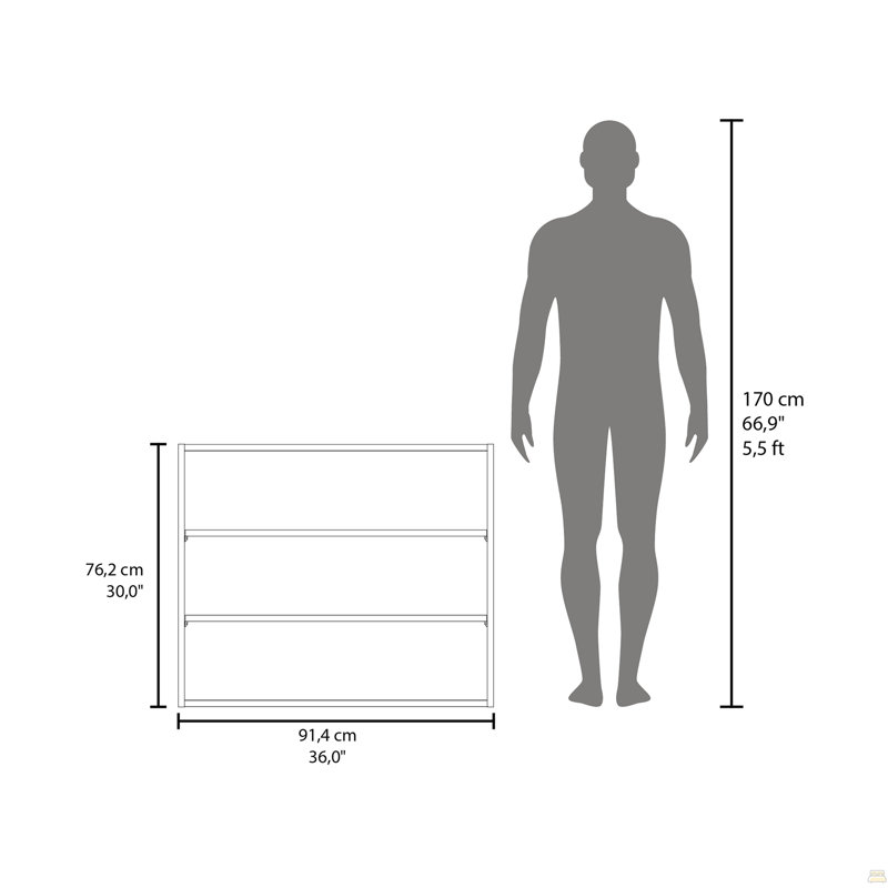 Stained Walnut Open Storage Wall Cabinet