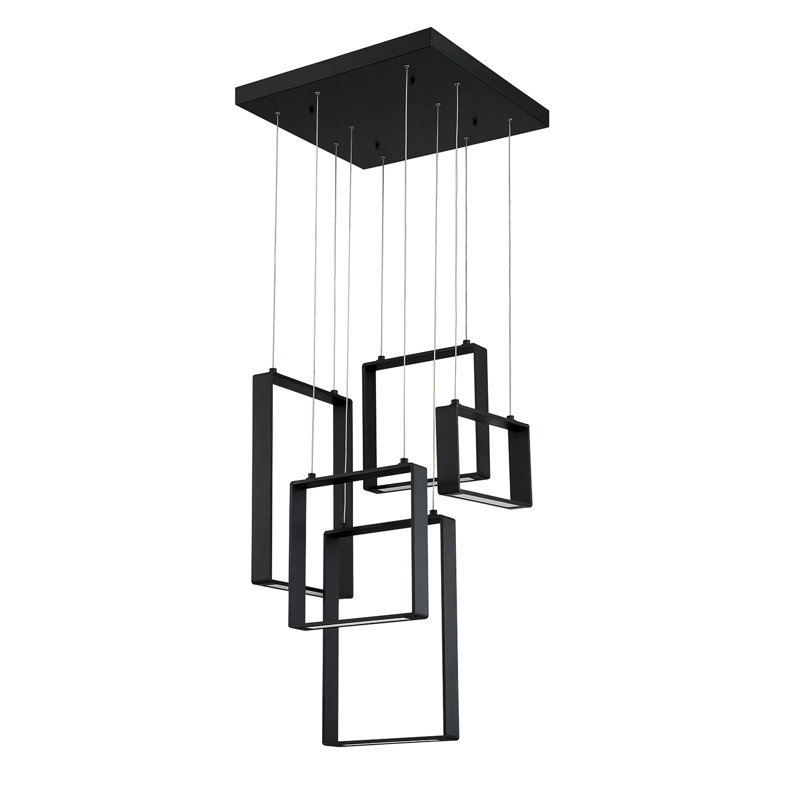 Luminaire suspendu à 5 lumières Zarnish, Noir