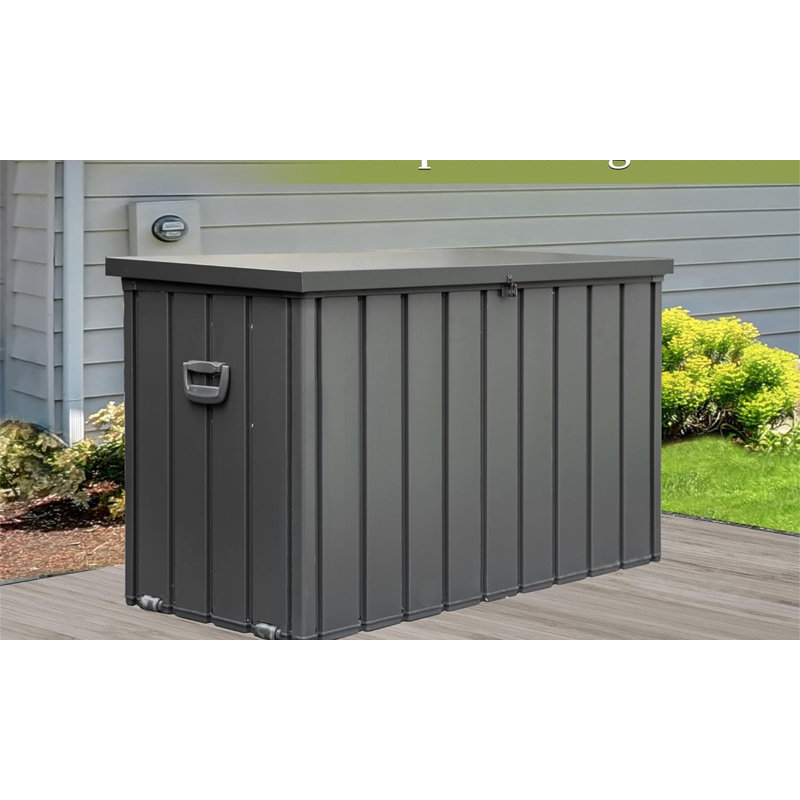 Primestok 54.33'' W 160 Gallons Water Resistant Metal Lockable Deck Box in Dark Gray